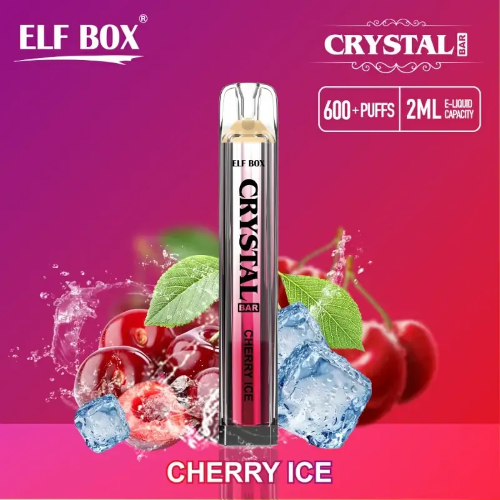 Crystal Bar 600 Puffs - Cherry Ice - ZERO Nicotine - Elf Box 