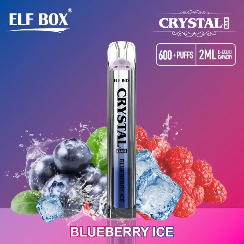 Crystal Bar 600 Puffs - Blueberry Ice - ZERO Nicotine - Elf Box 