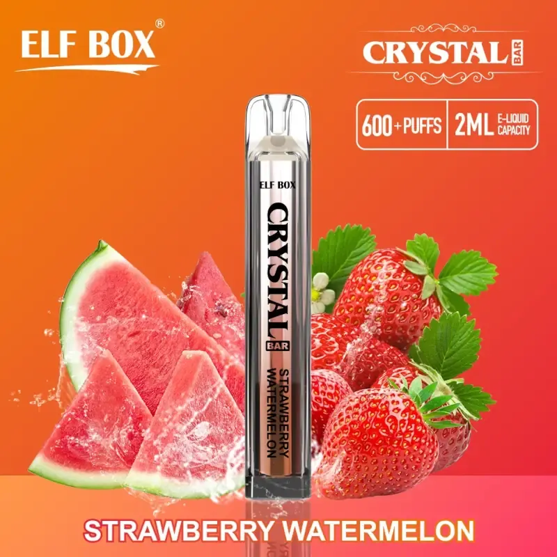 Crystal Bar 600 Puffs - Strawberry Watermelon - ZERO Nicotine - Elf Box 