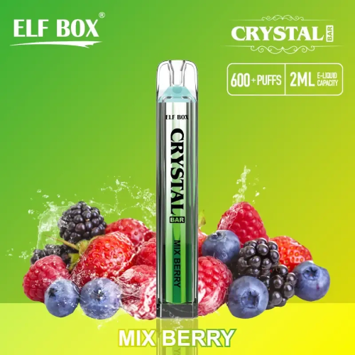 Crystal Bar 600 Puffs - Mixed Berry- ZERO Nicotine - Elf Box 