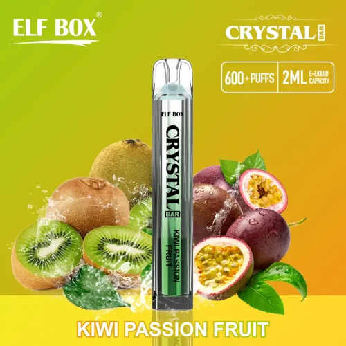 Crystal Bar 600 Puffs - Kiwi Passion Fruit - ZERO Nicotine - Elf Box 