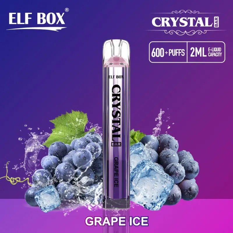 Crystal Bar 600 Puffs - Grape Ice - ZERO Nicotine - Elf Box 