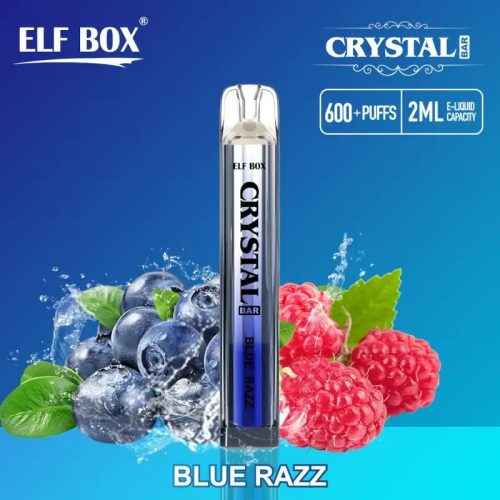 Crystal Bar 600 Puffs -  Blue Razz  - ZERO Nicotine - Elf Box 